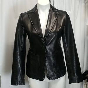 BANANA REPUBLIC  Leather blazer with contrast stit